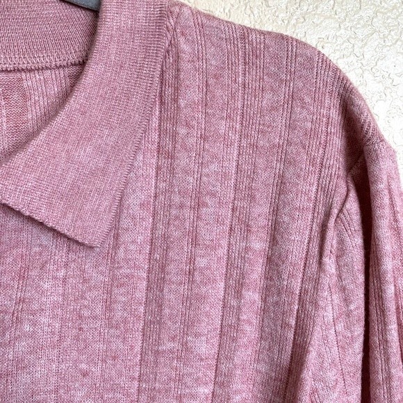 ZARA Light Mauve top women long sleeve collar top with a lettuce hem size S chic - Picture 3 of 6